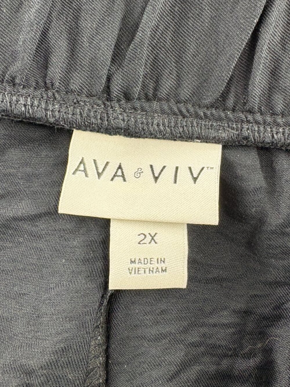 Ava & Viv Black Wide Leg Palazzo Pants w/ Sash Belt & Ladder Stitch 2X NWT - Picture 4 of 5